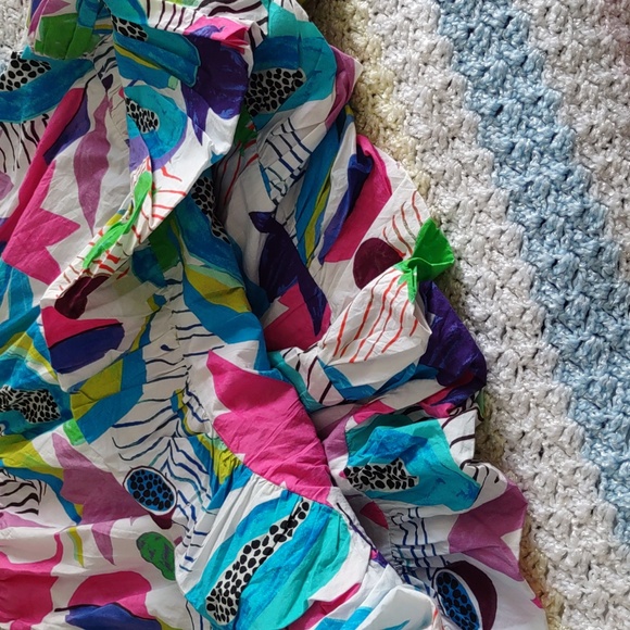 NWT Oliphant Small Square Neck Smocked Bubble Hem Puff Sleeve Mini Dress - Picture 11 of 14